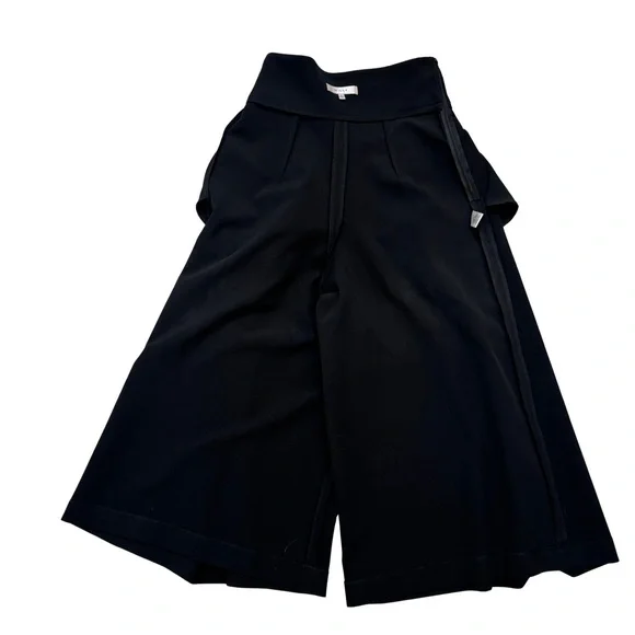 MILLY Black High Waisted Pleated Culotte Pants Pockets Wide Leg 4 - Picture 5 of 7